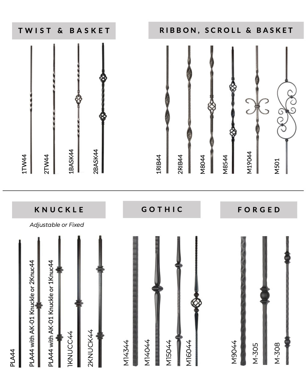 catalog image of metal balusters