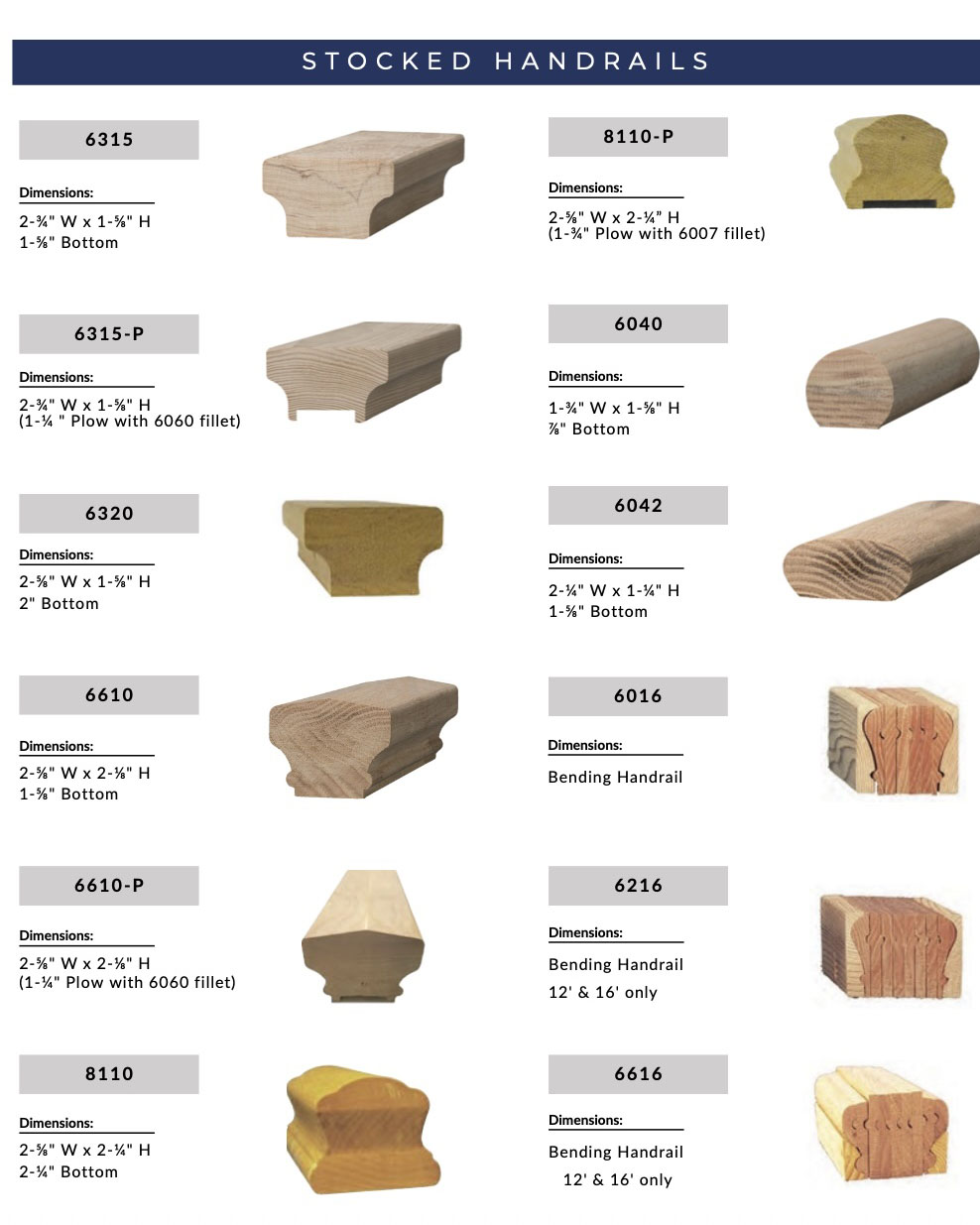 catalog image of handrail profiles